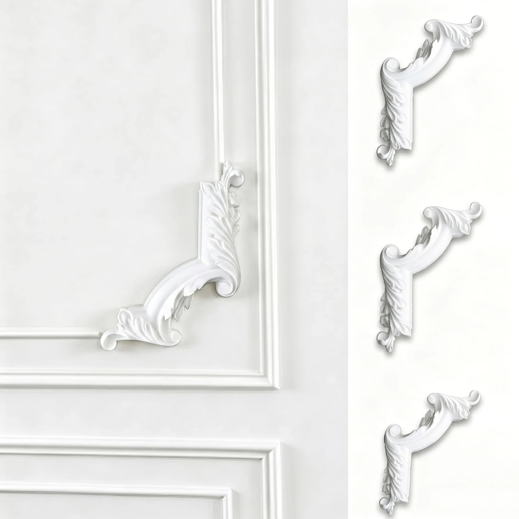 4 PCS Angolari Decorativi per Pareti E Soffitti in PU Modanature Angolari 3D con Decorazioni Floreali Profili Decorativi Verniciabili per Cornici E Angoli Elegante Finitura