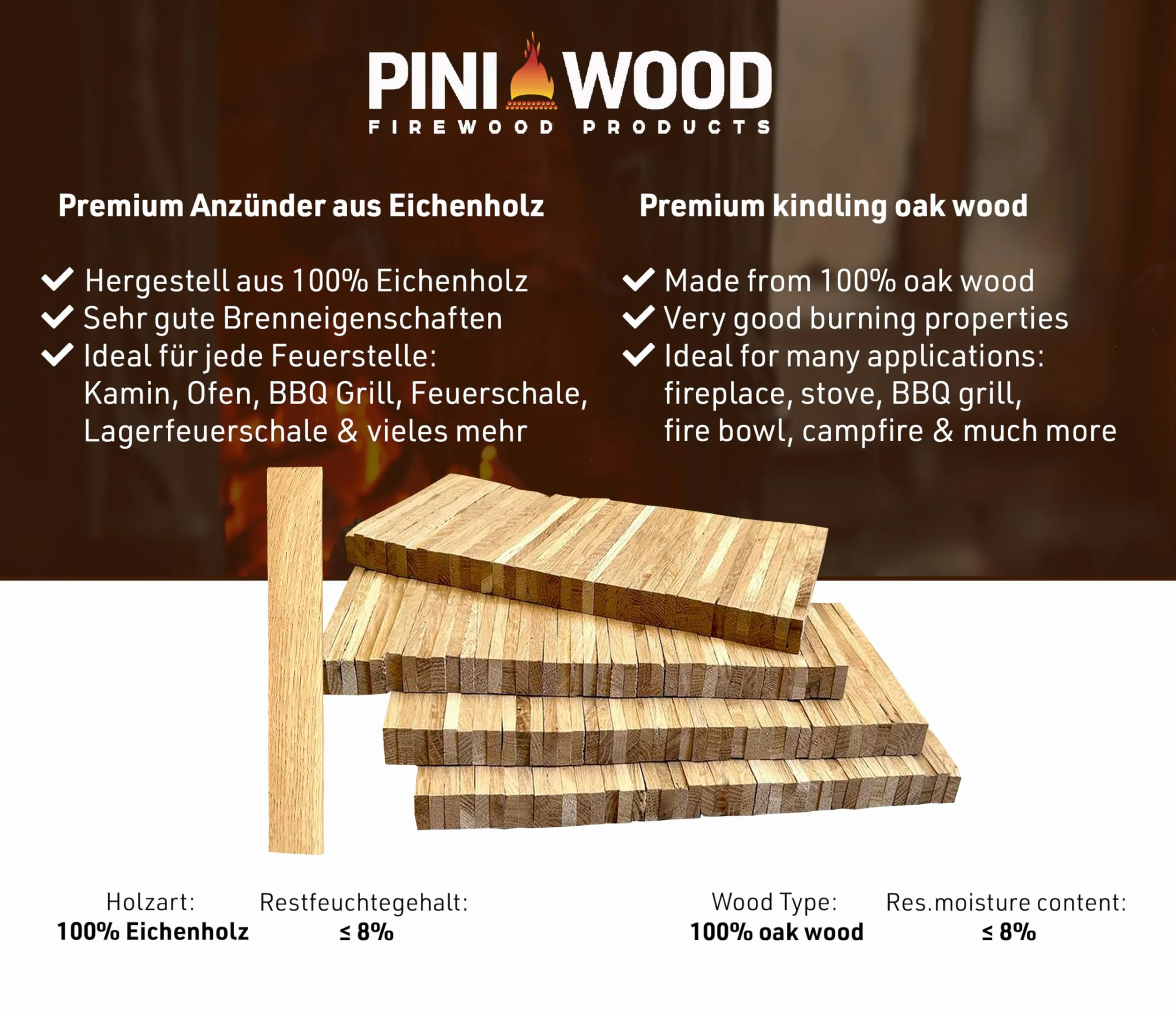 PINI Accendilegna in legno di quercia 15 kg