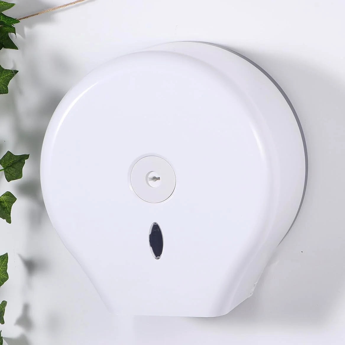 Dispenser Igienica Muro Bianco in Rotondo Carta Abs | Finestra Livello Carta, Dotato di Chiave, per Casa e Toilette, Stile Rotondo, Accessorio da Parete