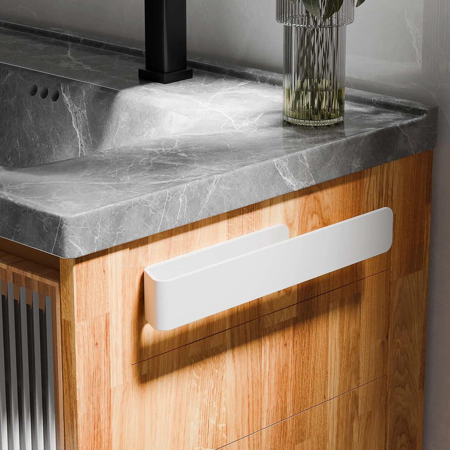 Aikzik Portasciugamani in alluminio senza foratura bianco 32 cm