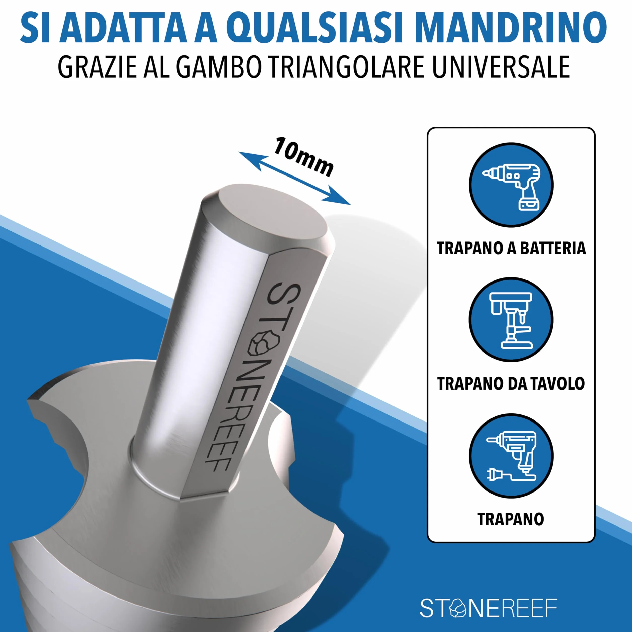 Trapano a gradini HSS acciaio 4-32 mm 15 gradini punta conica per metallo