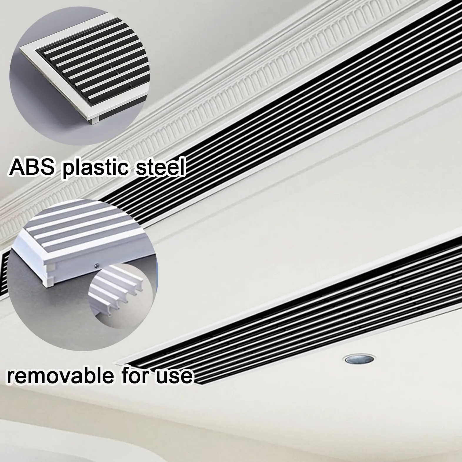 Griglia di ventilazione regolabile per aria condizionata centralizzata, struttura in plastica ABS per la ventilazione del soggiorno e del garage