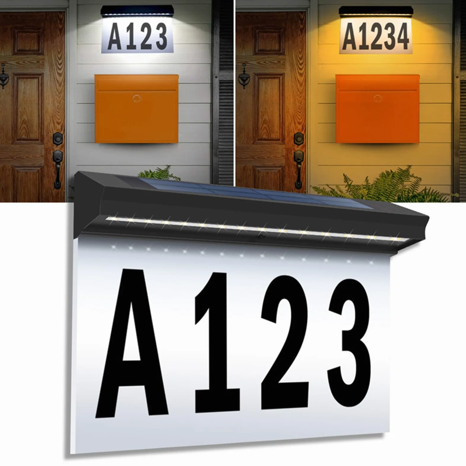 Numero Civico A Luce Solare 2 Modalità Impermeabile Con Illuminazione | Insegna Per Numeri Civici Per Giardino, Strada, Residenza,