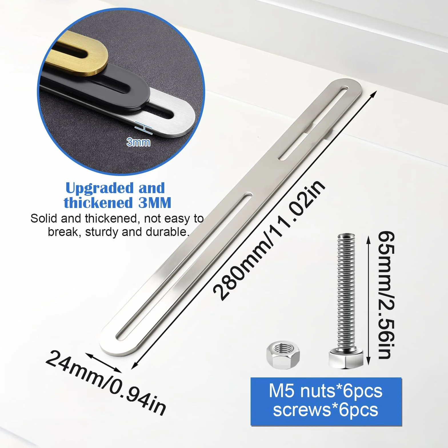 Kingsea Set di 2 pezzi di montaggio per cassetta postale Fence 2,4 × 28 cm in acciaio inox