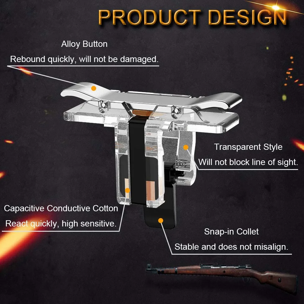 GOLRISEN Pubg Controller di gioco mobile, confezione da 2 pulsanti di gioco per telefono, trigger del telefono Pubg di joystick di controllo sensibile per mira e chiavi di attivazione del fuoco per