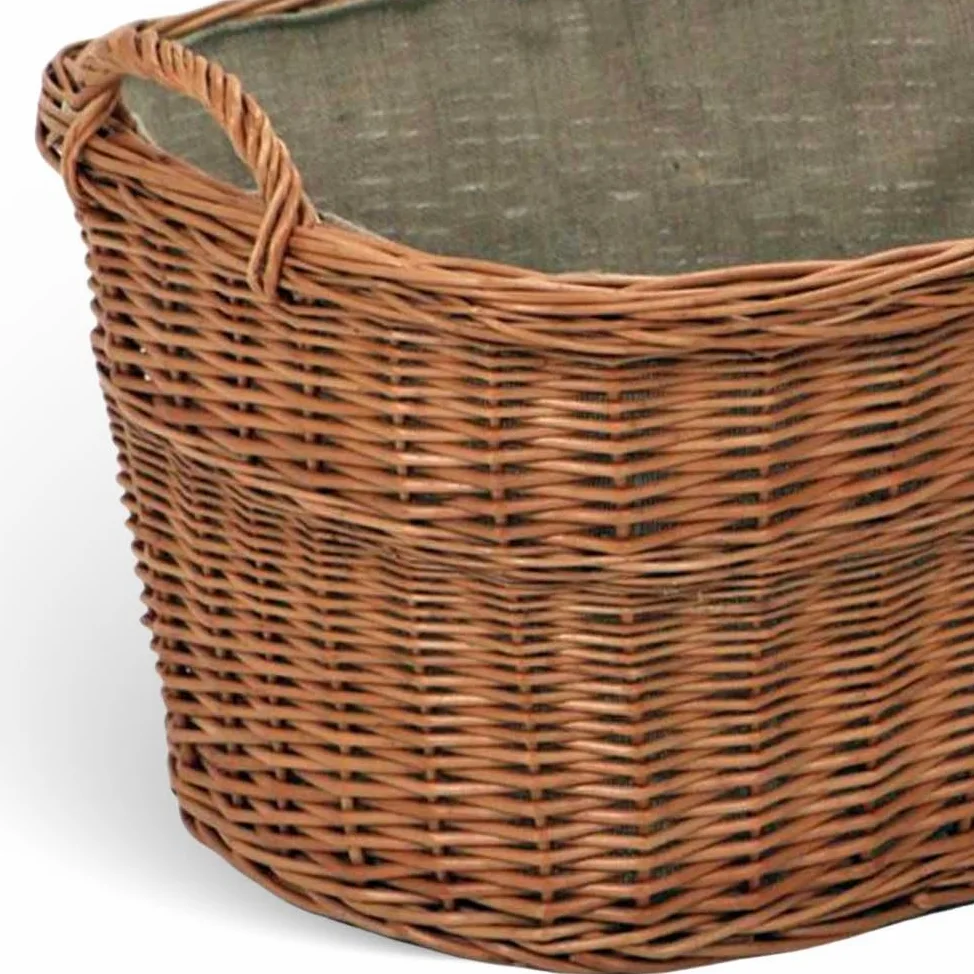 Vacchetti Cesta portalegna Vimini Europeo 1^ Misura con Fodera Juta Ovale, Multicolor, Medio