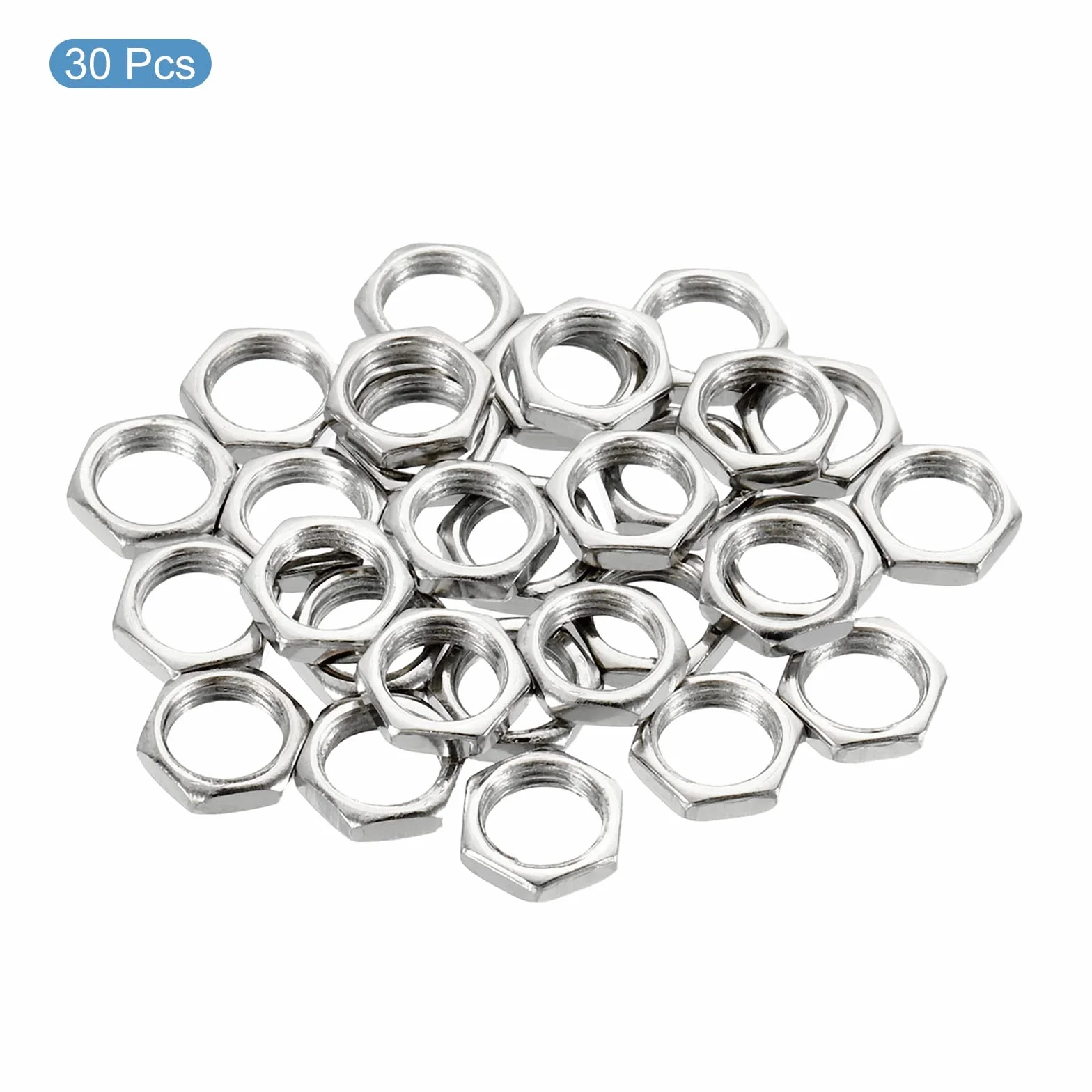 PATIKIL Dadi esagonali in acciaio M8 x 0,75 zincati, altezza 2mm, confezione da 30 pezzi