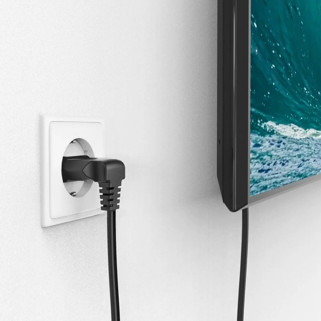 TECHZOCO Cavo di alimentazione IEC-320 C7 angolare, Cavo di Alimentazione Tipo C Euro, Sezione 0,75 mm², Compatibile con Samsung, Philips, LG Sony Sharp Panasonic LED TV Sky, Sky High TV PS4, 10 Metri