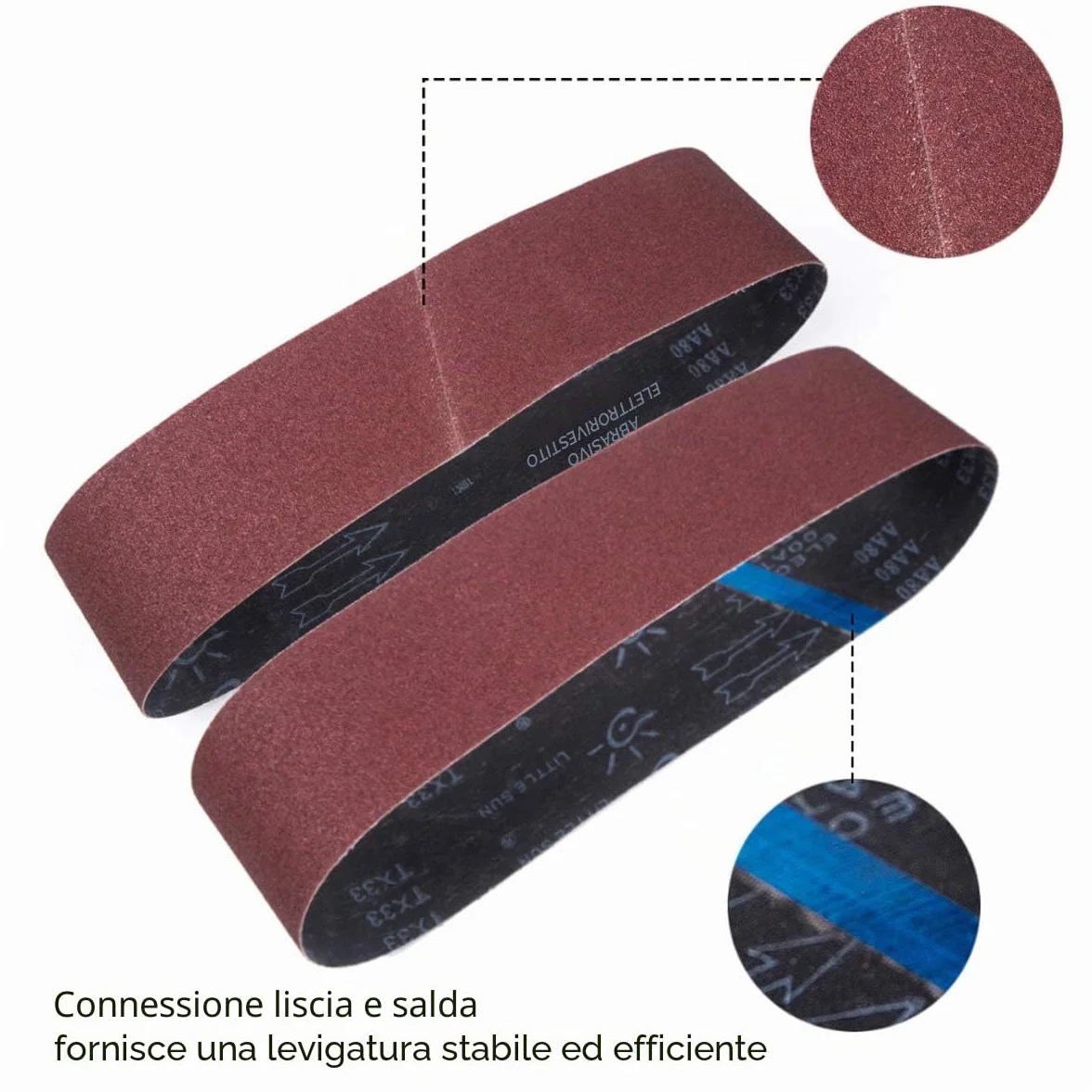 STEBRUAM Nastri Abrasivi 75 x 533 mm, Set 15 Pezzi Grana 80/120/150/240/400 per Levigatrici a Nastro