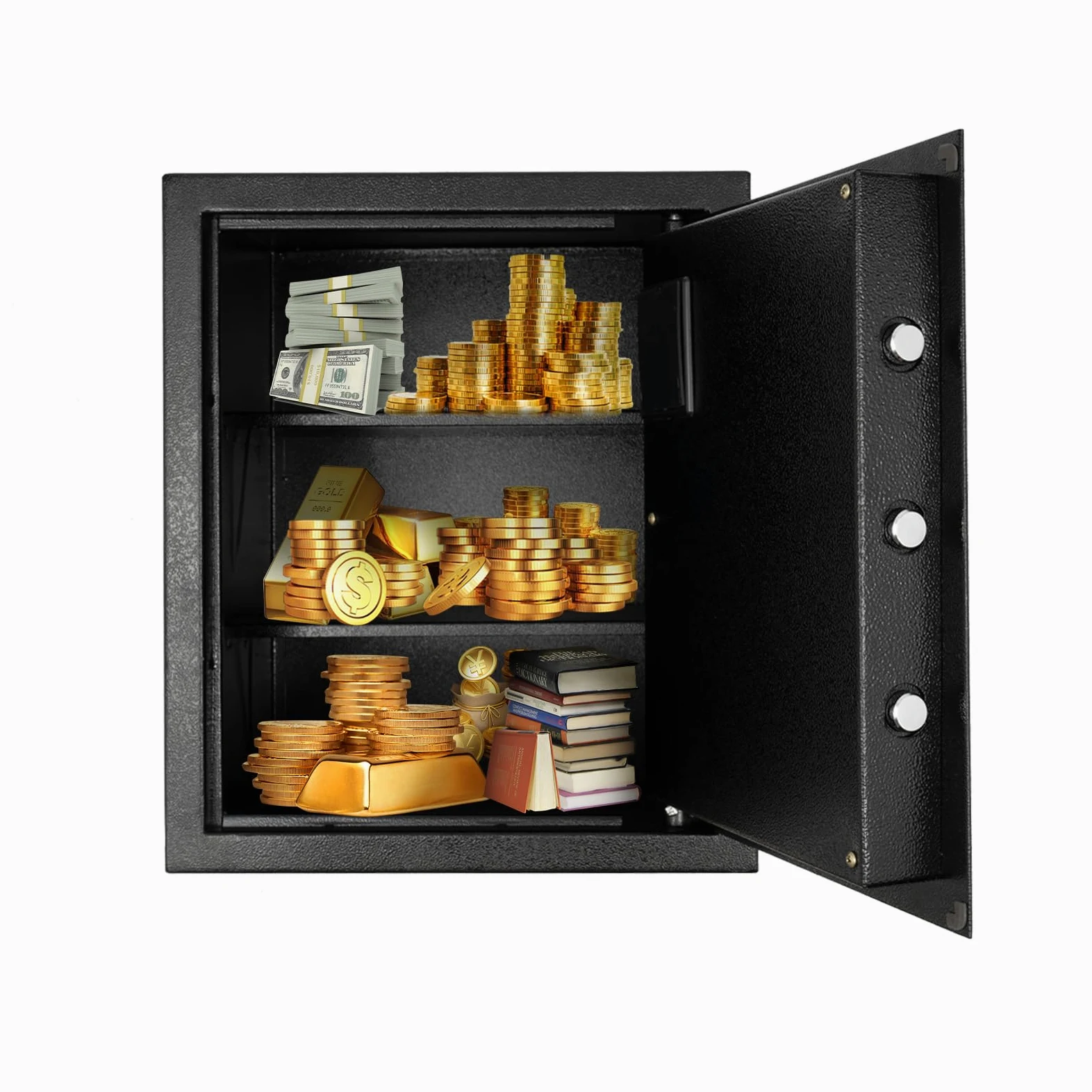 Cassaforte da 45 l, cassaforte da parete, ignifuga, cassaforte per mobili, 38 x 31 x 45 cm, grande cassaforte digitale | con 2 chiavi per cassaforte di emergenza