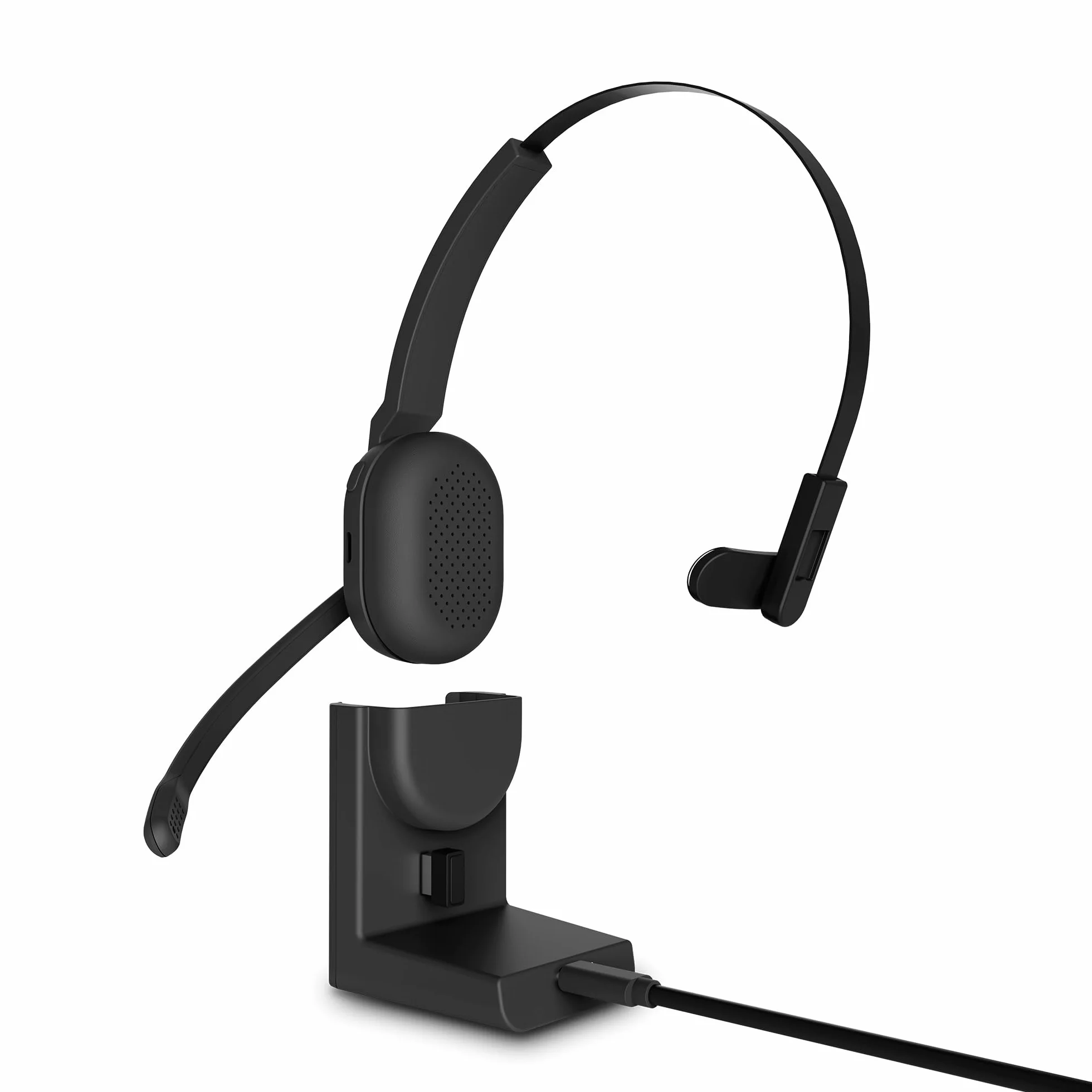 Energy Sistem Voice Pure - Cuffie wireless da ufficio monoaurali con connessione a dongle USB, connessione multipunto e dock di ricarica