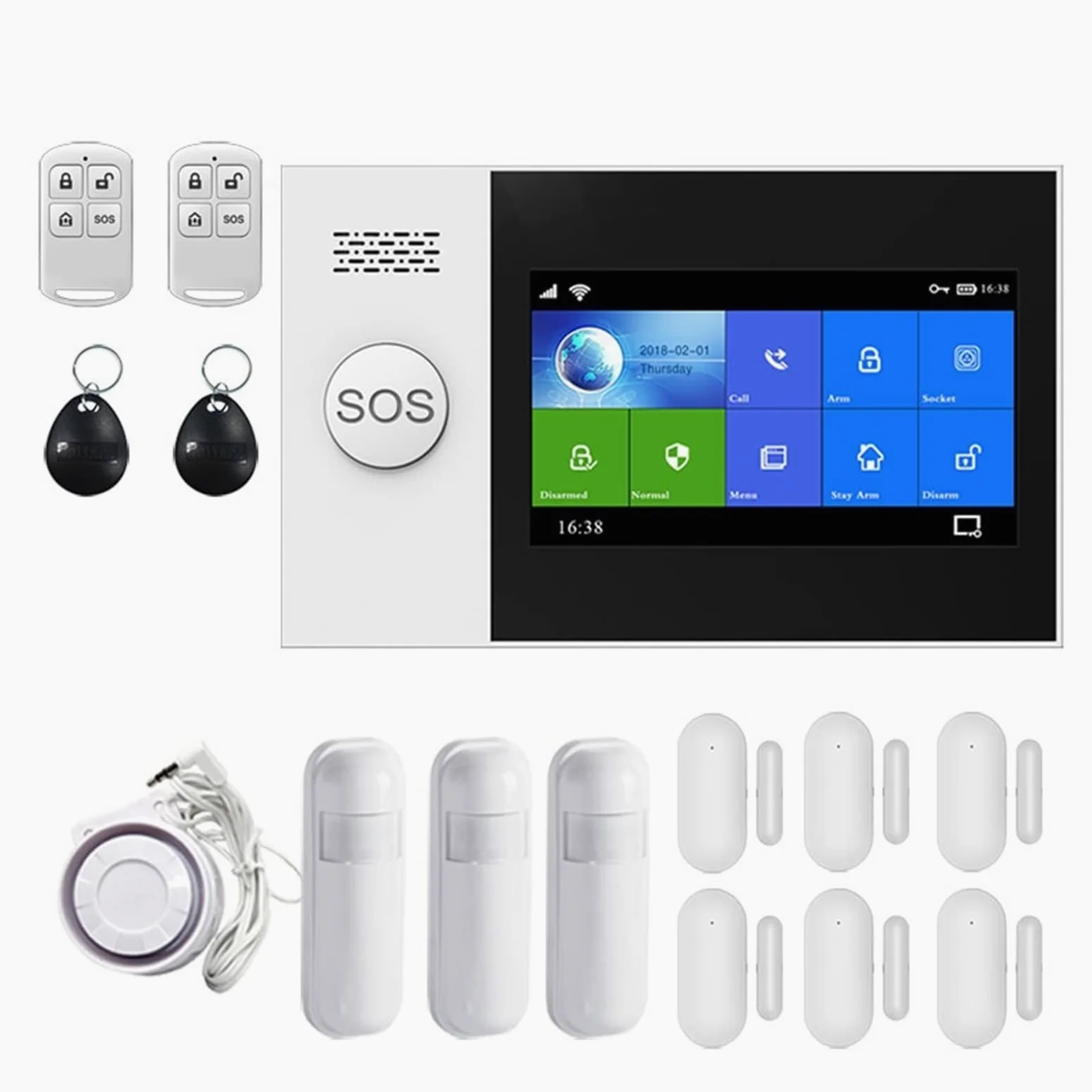 Sistema di Allarme, Tuya Smart Alarm di sicurezza domestica con sensore movimento Sensore porta Rfid Card Kit allarme wireless(D)