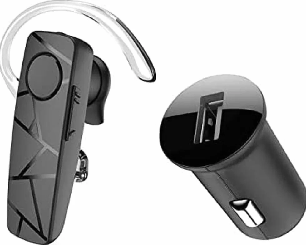 TELLUR VOX 60 Auricolare Bluetooth Singolo USB-C, Auricolari Bluetooth Vivavoce, Multipunto- Due Dispositivi Connessi, Gancio a 360° per Destro o Sinistro, Iphone e Android, Caricatore Auto Incluso