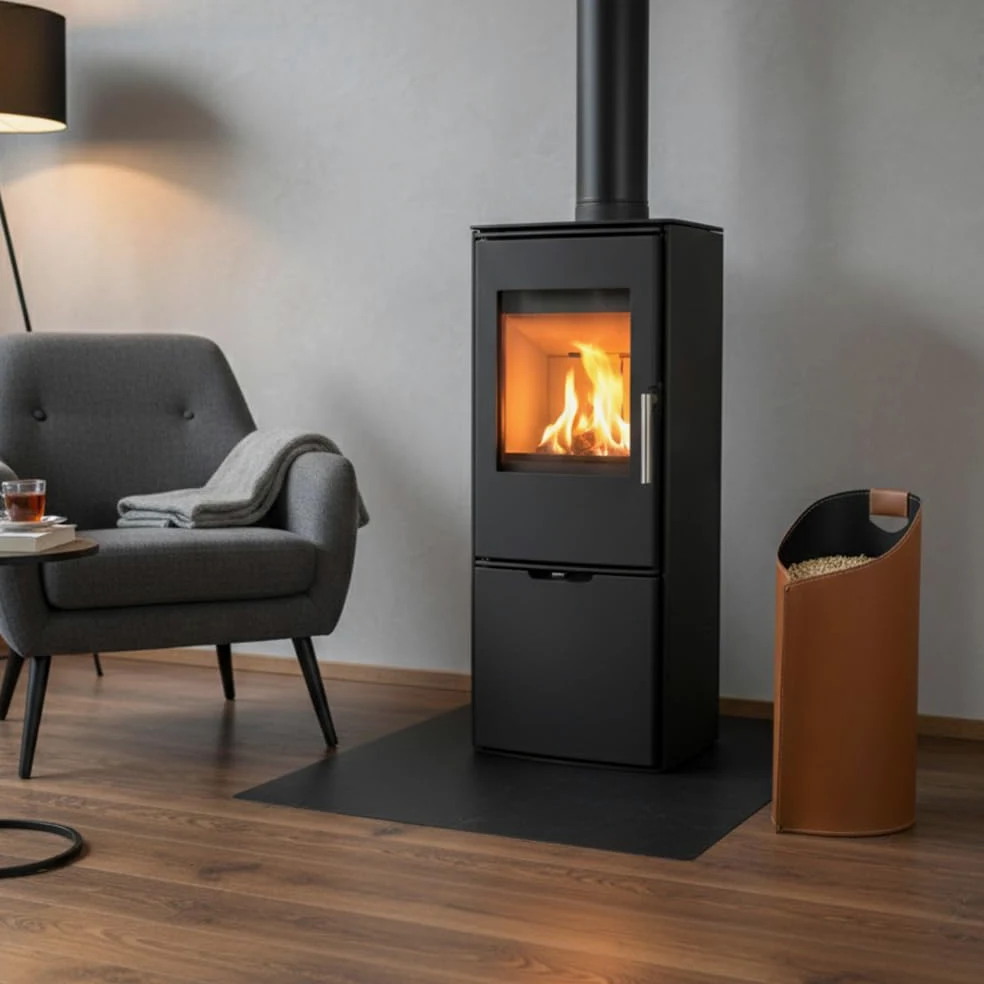LIMAC Design SAPEL, Borsa moderna Porta Pellet in Cuoio, Contenitore pellet per Stufa, Originale Sacca porta-pellet per caminetto, prodotto in Italia. Marrone