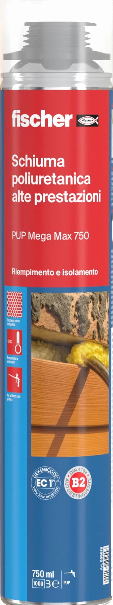 Fischer PUP MEGA MAX 750 Schiuma Poliuretanica per Pistola ad Alte Prestazioni