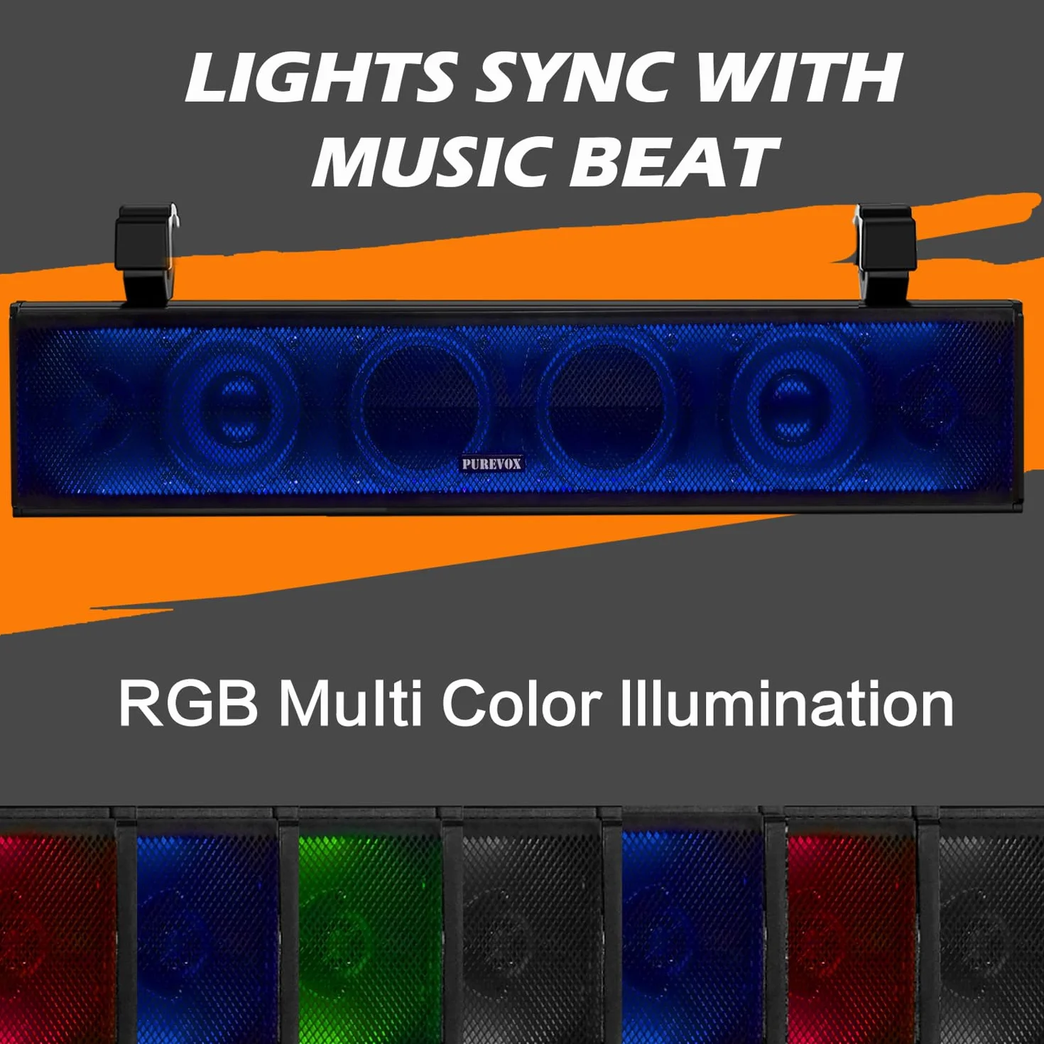 UTV Sound Bar, soundbar ATV da 66 cm, con luci multicolore SXS Sound Bar impermeabile Bluetooth Golf Cart Sound Bar per Polaris RZR Can-Am Defender Maverick