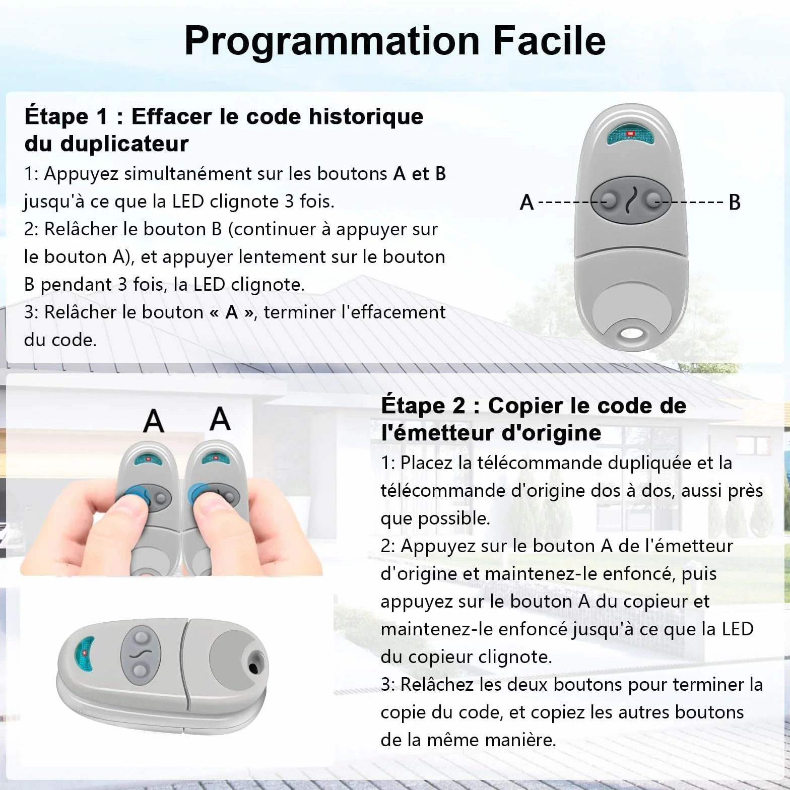 Telecomando Cancello 433,92 MHz 2 Canali Compatibile C@me EV NA EE 3 Pezzi