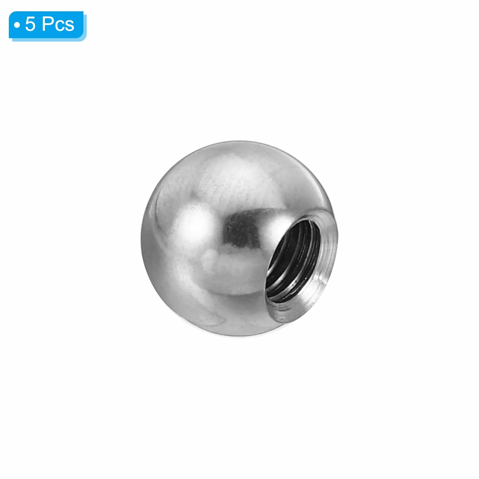 PATIKIL Dadi Manopola M5 Femmina Filettatura 10mm OD 304 Inossidabile Acciaio Tondo Sfera Vite Cappuccio Coperchio Argento