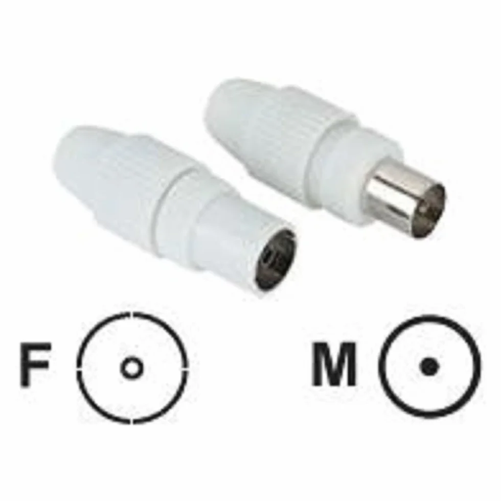 Hama Kit 2 Spine per Cavo Antenna, Coassiale Maschio e Femmina, Bianco