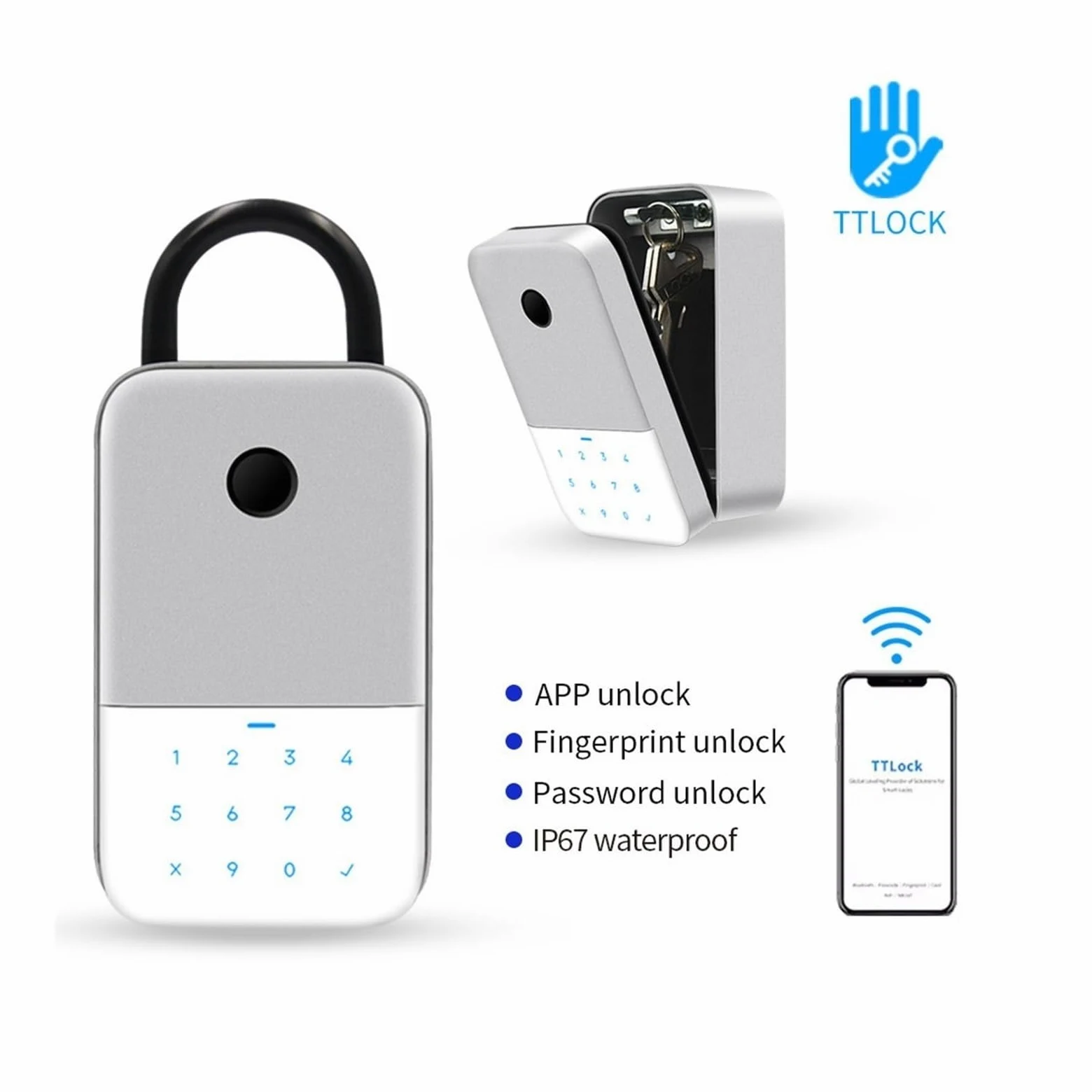 Cassetta di sicurezza, Key Safe TTlock APP Finrprint Digital Box App Accesso remoto Montaggio a parete Combinazione di sicurezza