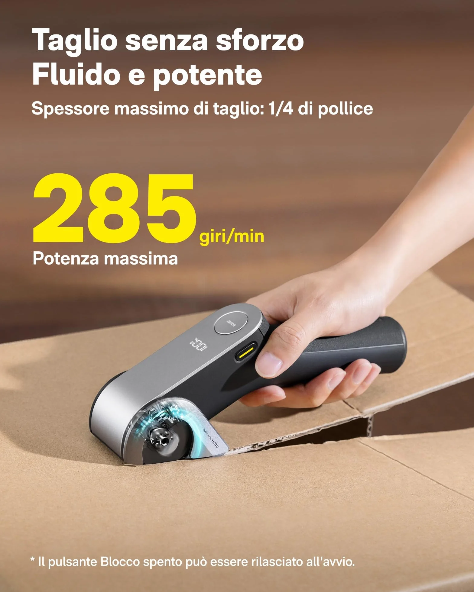 HOTO EdgeFlow Forbici Elettriche Senza Fili, Lama in Titanio, Taglio Rotante per Cartone