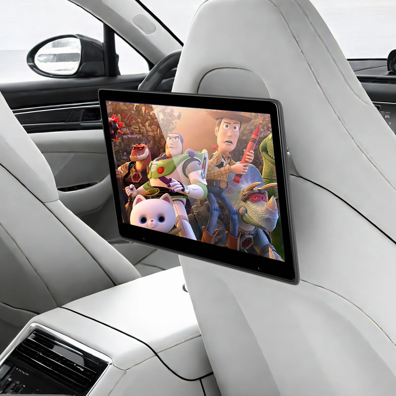 Lettore video da 10,1 pollici per poggiatesta auto, TV portatile da poggiatesta per sedile posteriore con Mirror Link wireless, Bluetooth, CarPlay e Android Auto wireless, con scheda TF da 64GB