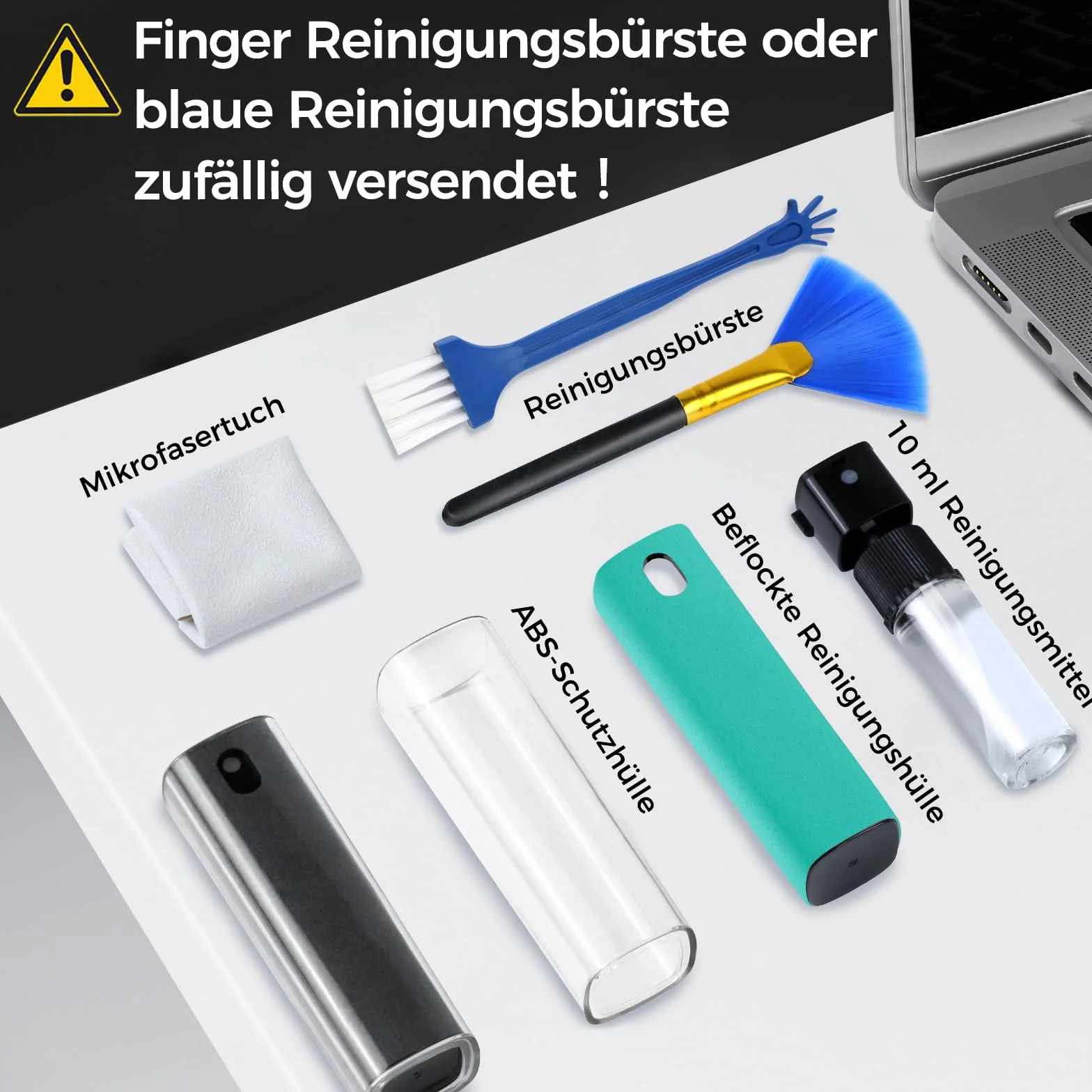 Electronics, spray per la pulizia dello schermo touchscreen, per computer, telefono, laptop, obiettivo, TV, PC, auto, schermo con spazzola e panno in microfibra, confezione da 2 (grigio