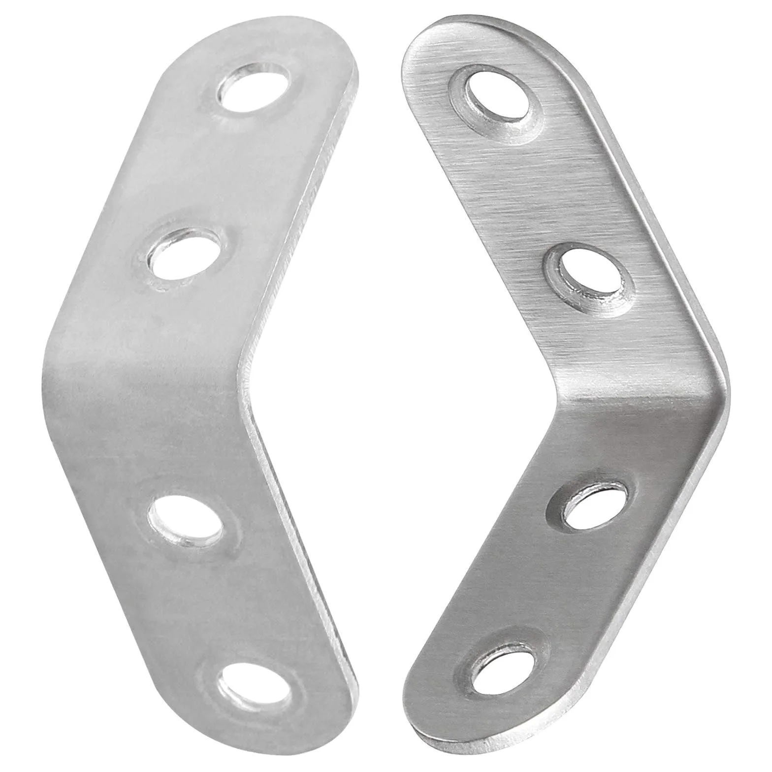 Staffa angolare a destra di 90 gradi in acciaio inossidabile, protezione angolare a forma di L resistente per mobili, mensole, mobile, cornice a letto e falegnameria 100 pezzi argento