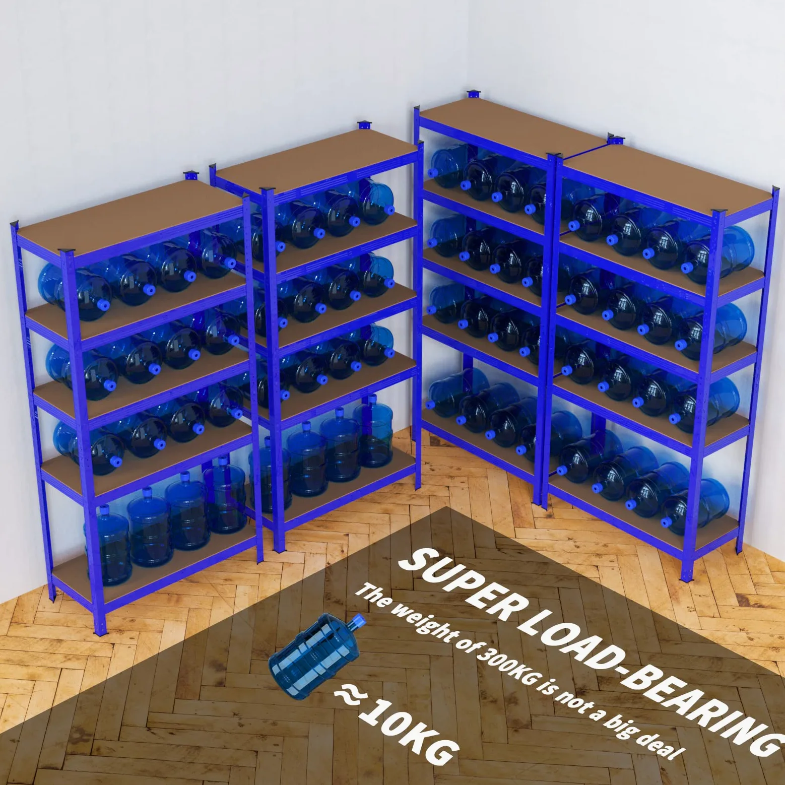 Scaffalatura in metallo, 200 x 100 x 50 cm, con 5 ripiani regolabili, portata fino a 875 kg, design senza bulloni, facile da montare per garage, officina, dispensa, blu