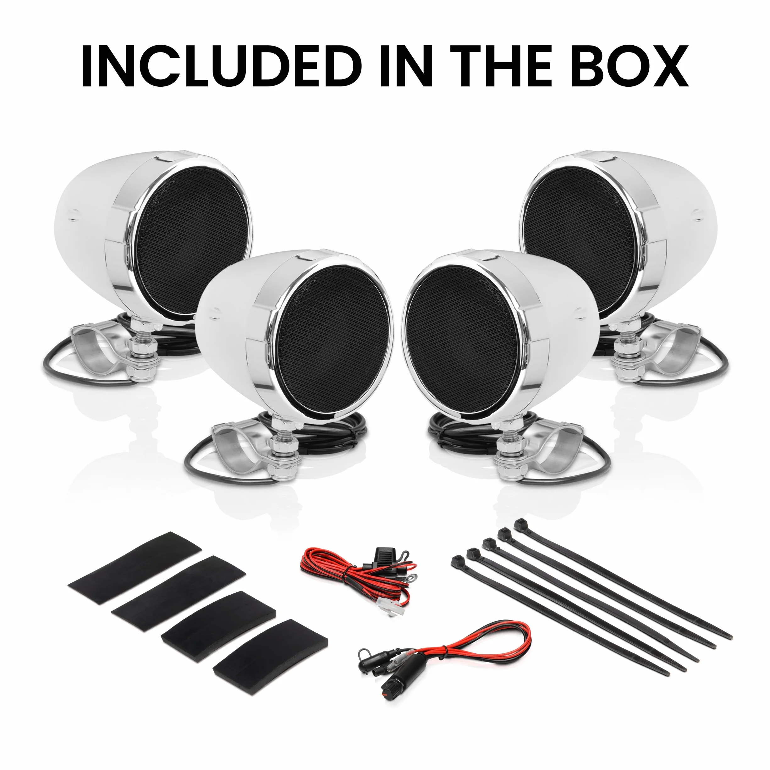 BOSS Audio Systems MC475BA - Altoparlante per moto, Bluetooth, amplificato, resistente alle intemperie, altoparlanti da 7,6 cm, controllo volume, utilizzabile anche con ATV e UTV