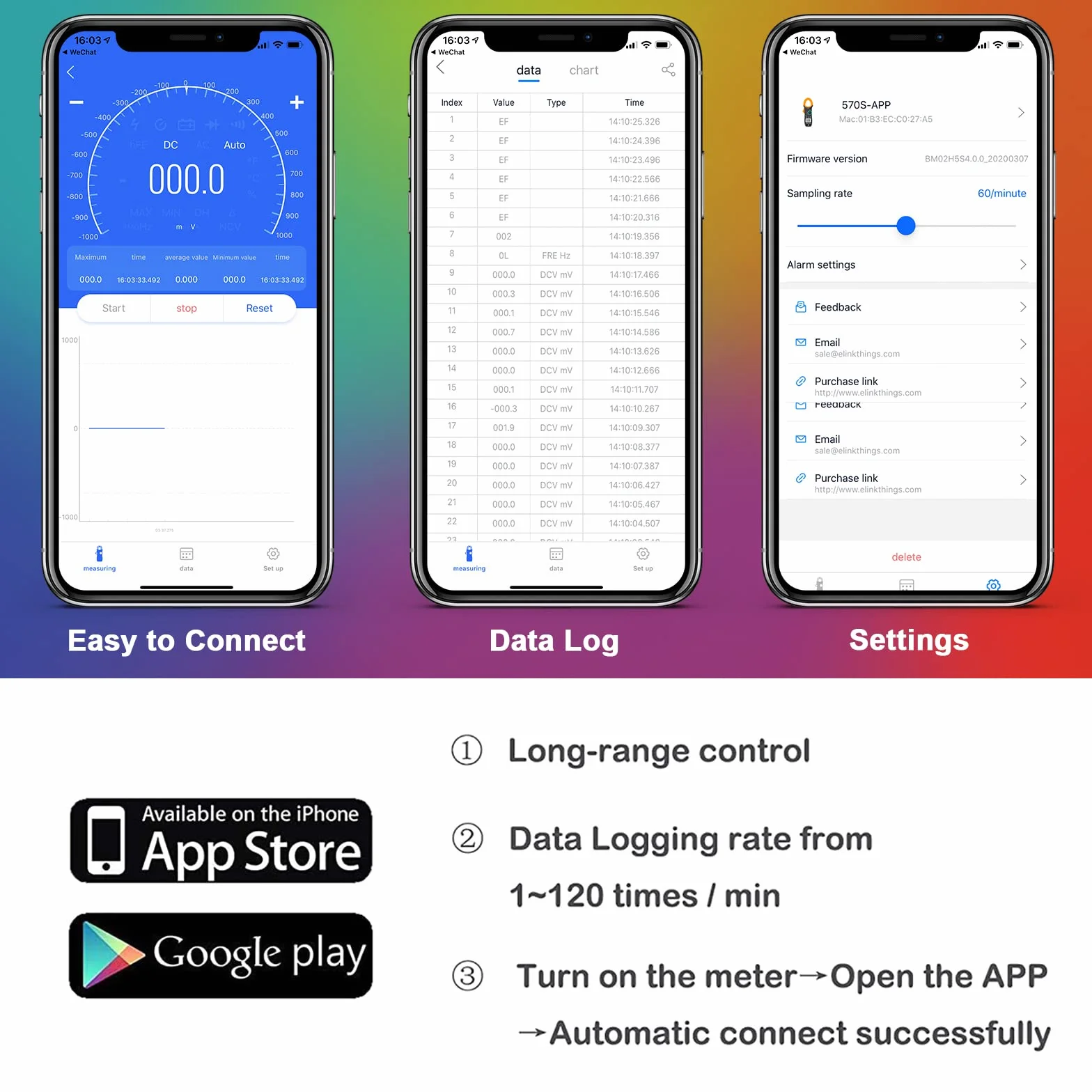 BTMETER Multimetro digitale BT-570S APP con Bluetooth, 6000 conteggi TRMS, pinza di corrente amperometro con selezione auto, tester di tensione, misura AC DC Volt Ampere Ohm NCV capacità di
