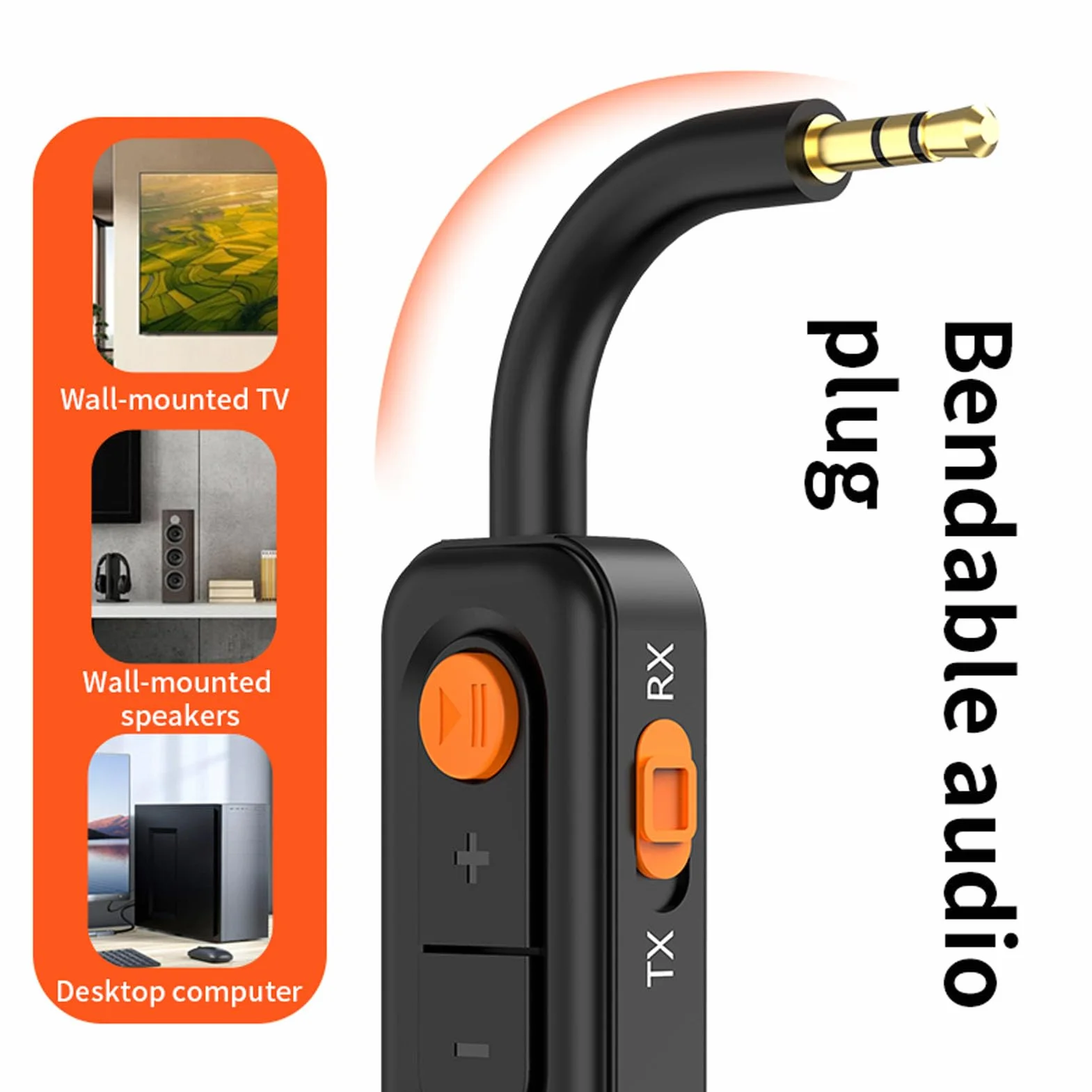 Goshyda Adattatore Bluetooth Wireless per Aereo, Versione 5.4 con Tappo Aereo, Aux da 3,5 Mm per la Palestra da Viaggio Stereo a Casa, Durata della Batteria Lunga