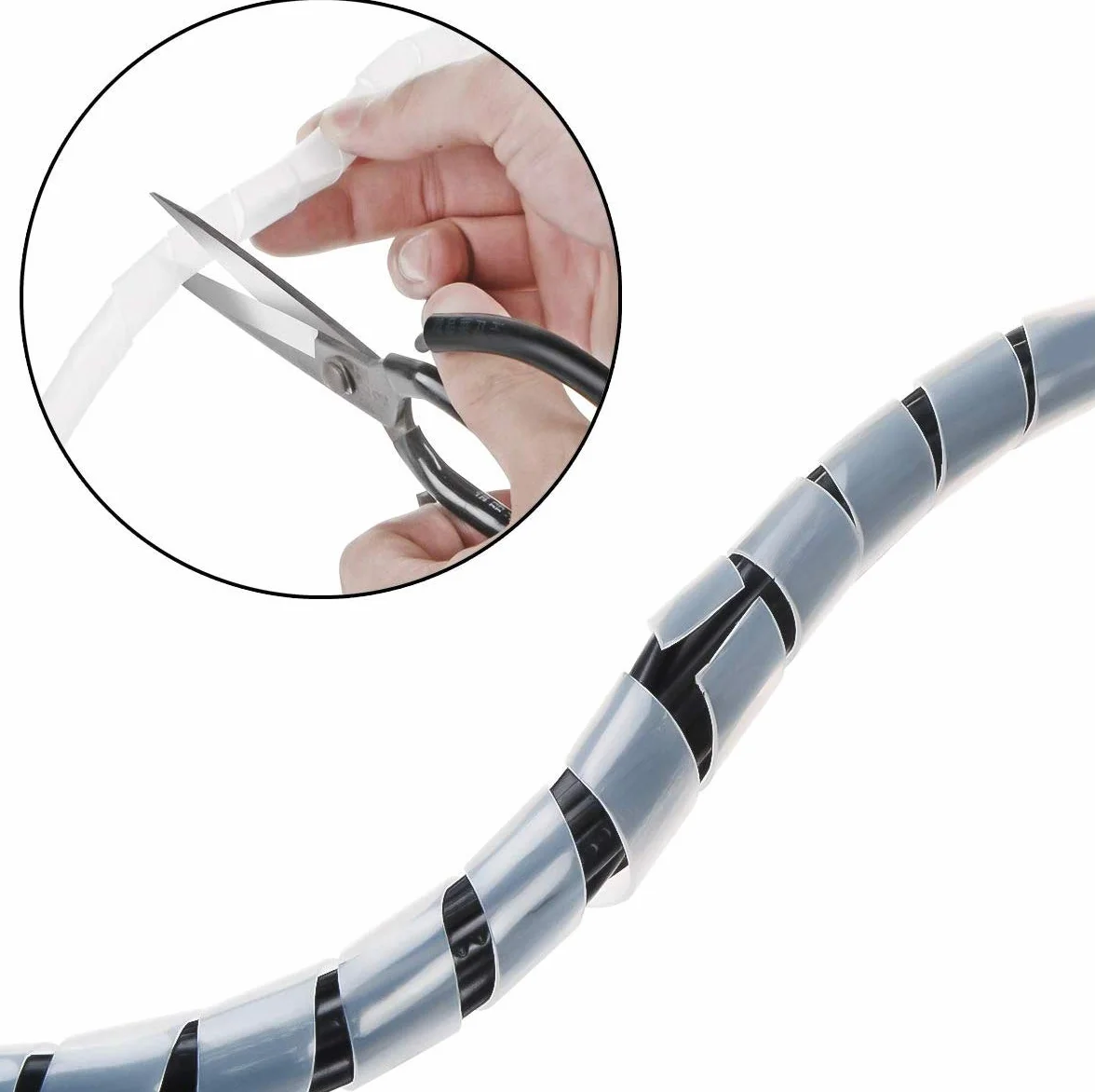 Tubo a Spirale Diametro 10mm Lungezza 9m, Raccoglicavi Spiralato per PC TV Stereo Console Giochi, Bianco