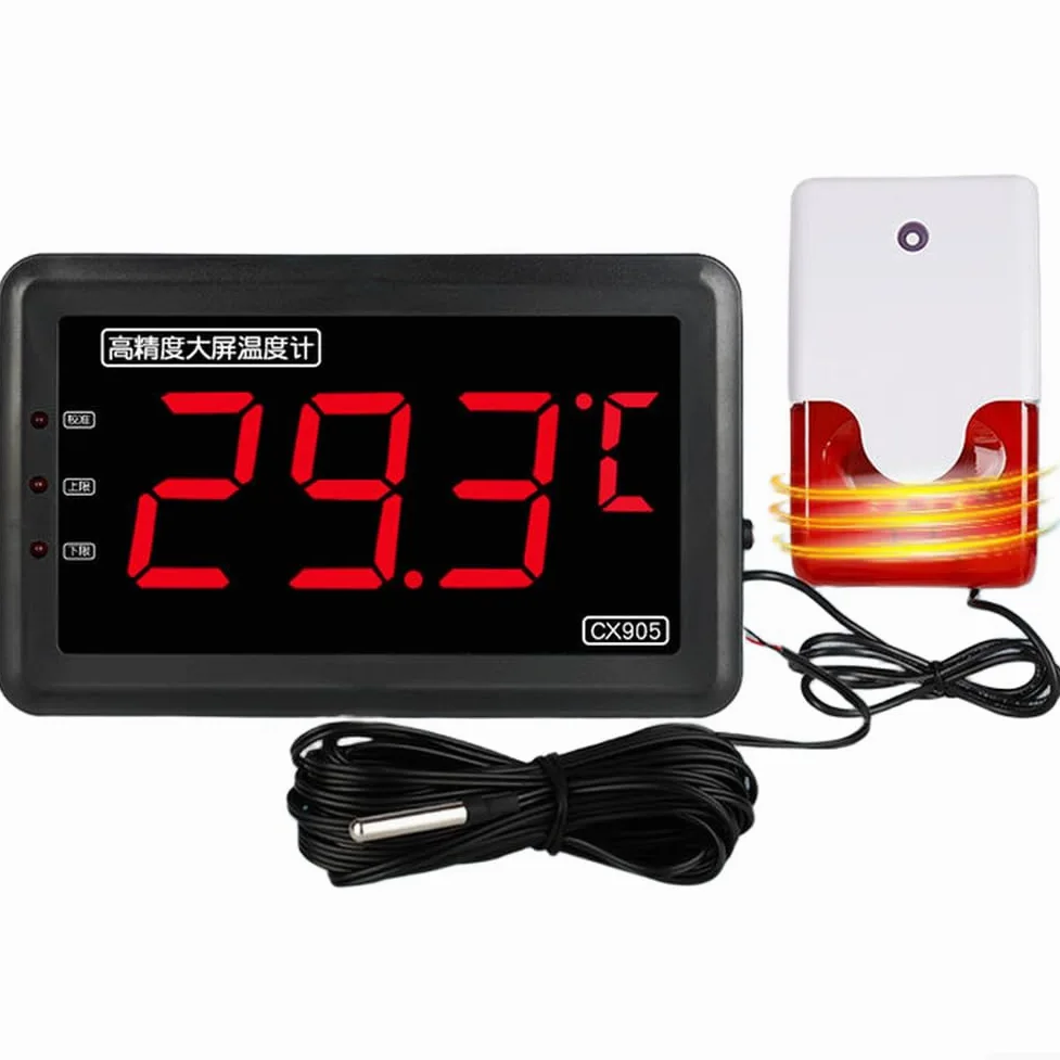 Termometro digitale con sonda grande schermo impermeabile da -50 a 500C | Display a LED, allarmi acustici/visivi, gamma da -50 a 500 C, sonda impermeabile, calibrazione regolabile, acquacoltura e gas