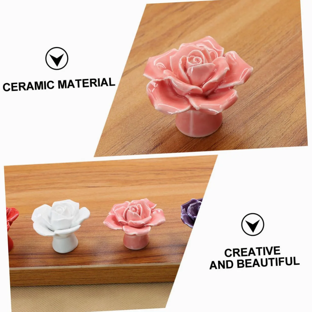 6 Pezzi Manico in ceramica rosa maniglia per tirare la porta pomelli per porte per armadi decorativo antico toeletta maniglia porta maniglie pomelli per cassetti