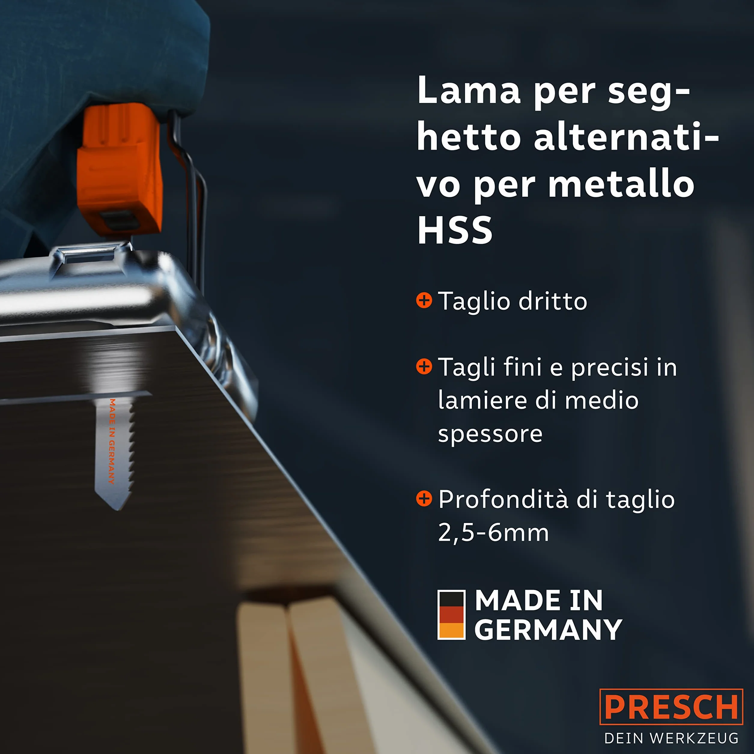 Presch Lame seghetto alternativo Metallo 10 pz. - Tagli precisi in lamiere di medio spessore (2,5-6mm) - Lame per seghe durature con codolo a T per tutti i seghetti alternativi