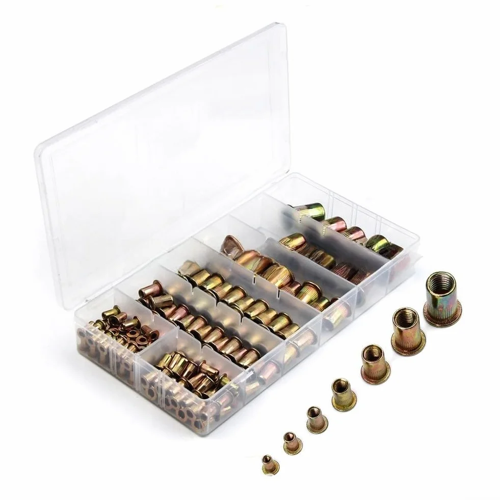 Kit da 165 dadi rivetti in acciaio al carbonio zincato M5 M6 M8 M10 12 mm