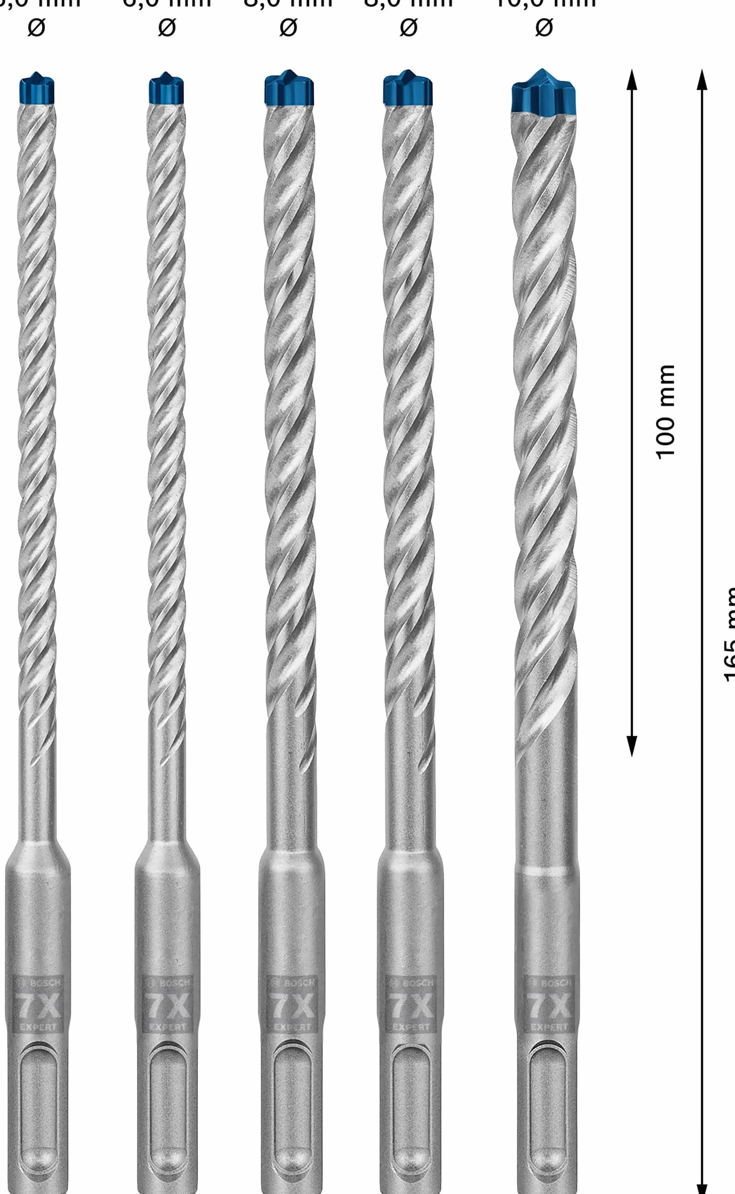 Bosch Expert SDS plus-7X Set 5 Punte per Martelli 6-10 mm