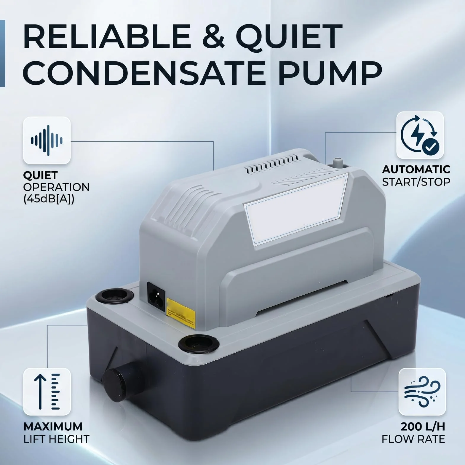 FTVOGUE Pompa di Scarico Condizionatore, capacità Acqua 200 L/h, per AC | Altezza di sollevamento 5 m, serbatoio da 1,8 litri, livello di rumore 45 dB, funzionamento sicuro