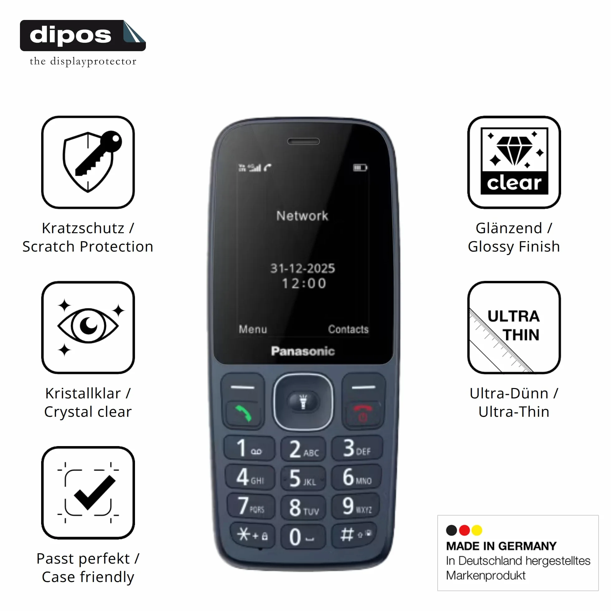 dipos I 4x Pellicola Protettiva compatibile con Panasonic KX-TF400 Pellicola di Protezione cristallo