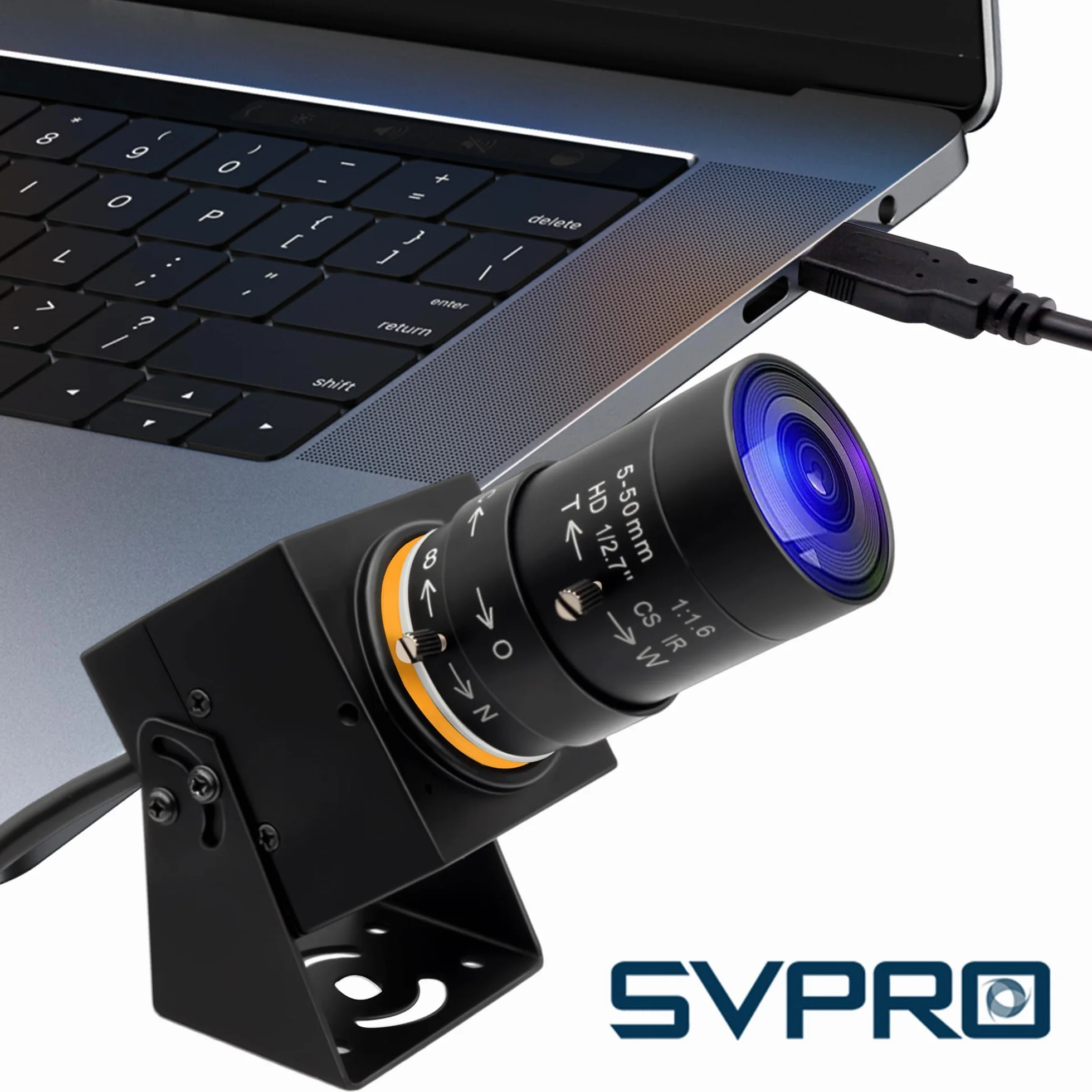 Svpro 2 MP Global Shutter USB Camera 90 FPS Telecamera ad alta velocità con zoom da 5 a 50 mm, messa a fuoco manuale Webcam per Glof Swing, 10 X zoom ottico telecamera industriale USB Plug and Play