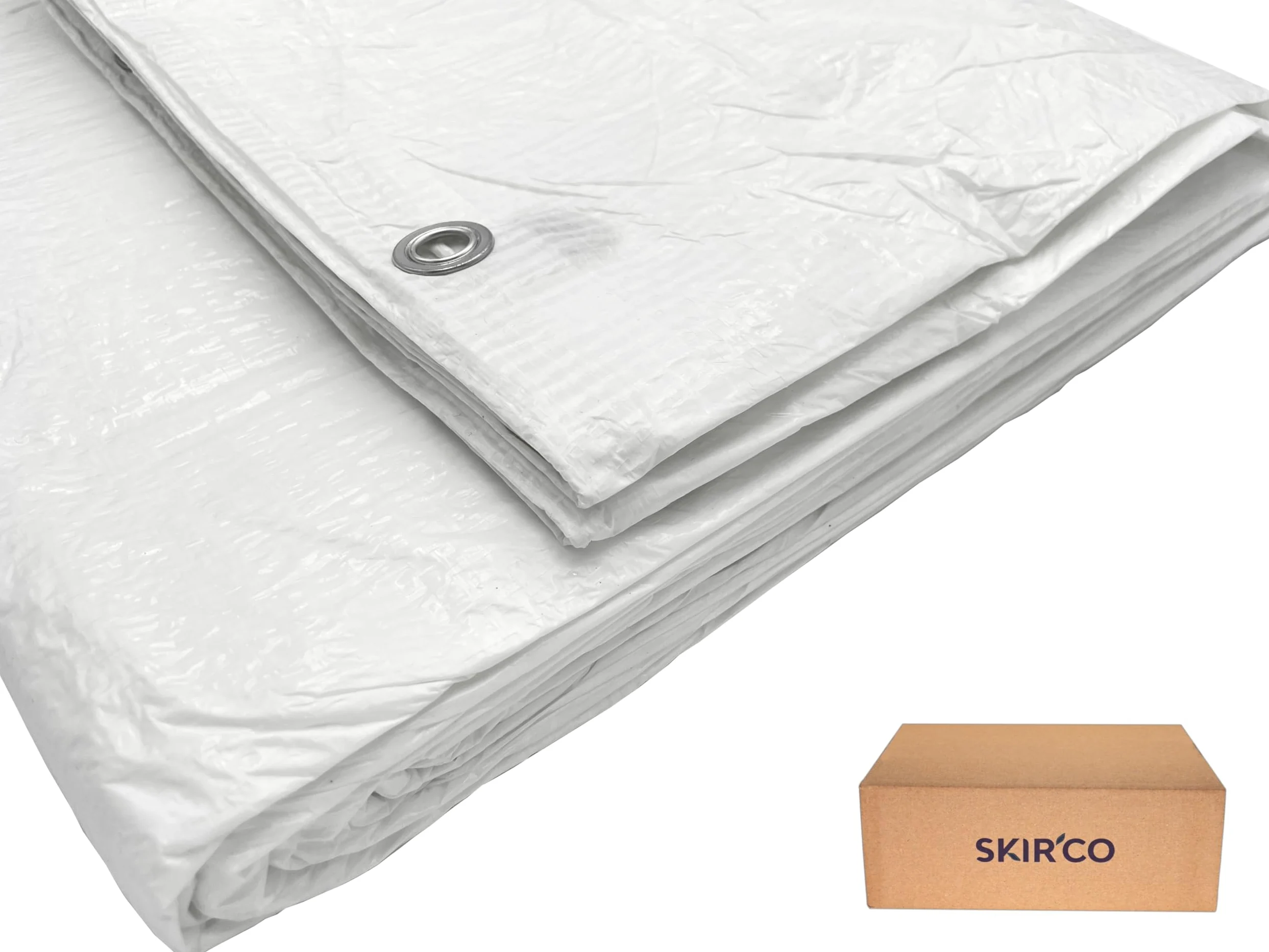 SKIR'CO Telone bianco 6 x 10 m, impermeabile, 55 g/m², con occhielli, protezione per auto, multifunzione
