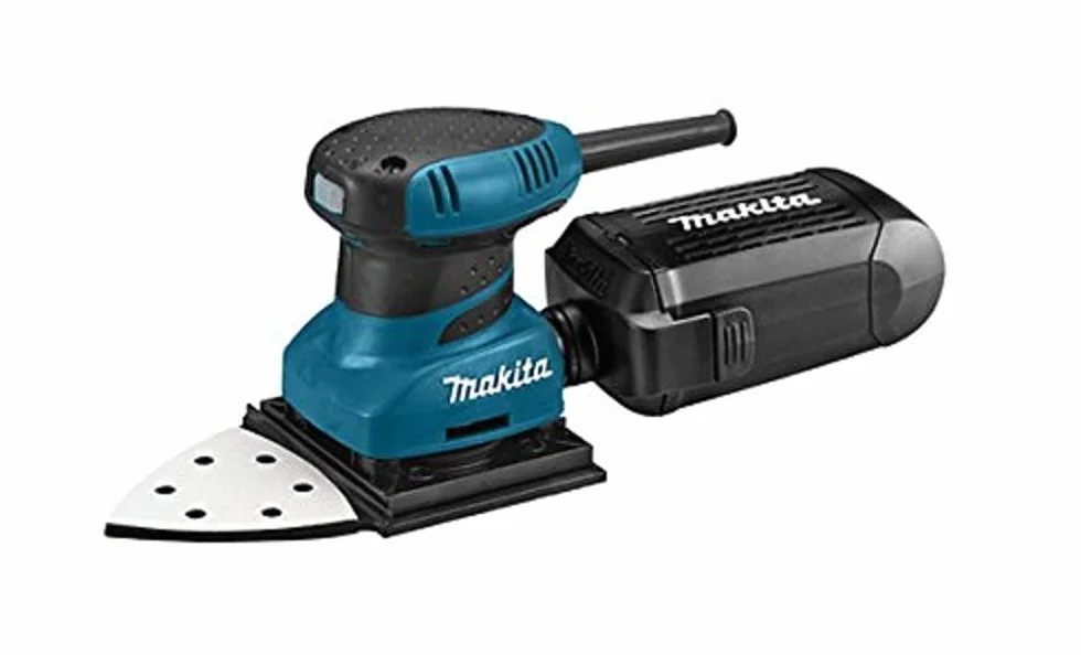 Makita BO4565K, BO4565K-Lijadora Orbital terminacion en Forma Delta 200W 14000 RPM 112x190 mm 1.2 kg, Noir/Bleu/Argent