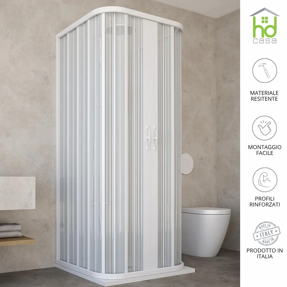 HD CASA Box Doccia a Soffietto Dora 75x75x75 cm Cabina Angolare Salvaspazio PVC Made in Italy