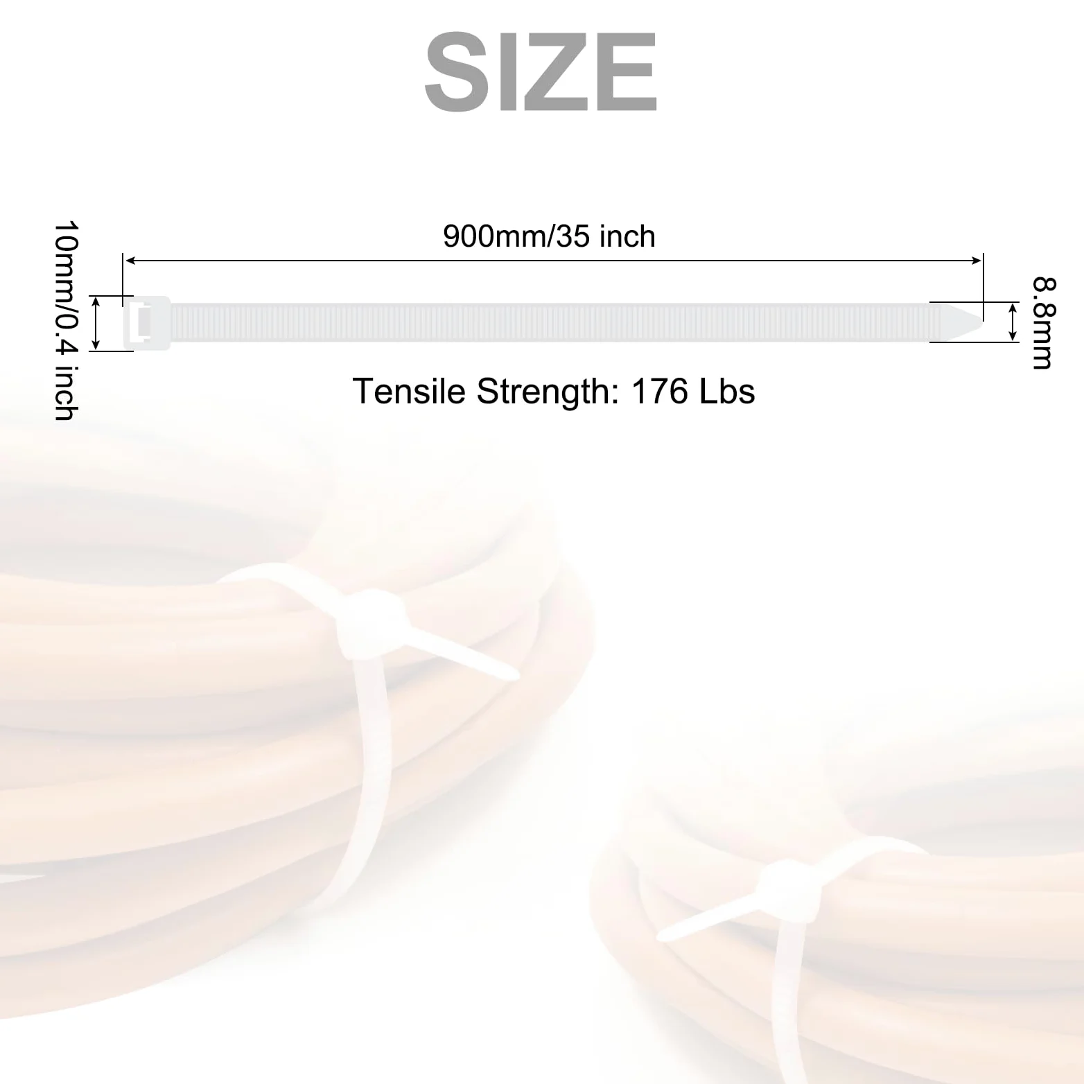 QUARKZMAN 50 Pezzi di Fascette Stringicavo in Nylon Extra Lunghezza 900mm/35" 176 Lbs Auto-bloccatonti 10mm per Gestione Cavi, Colore Bianco