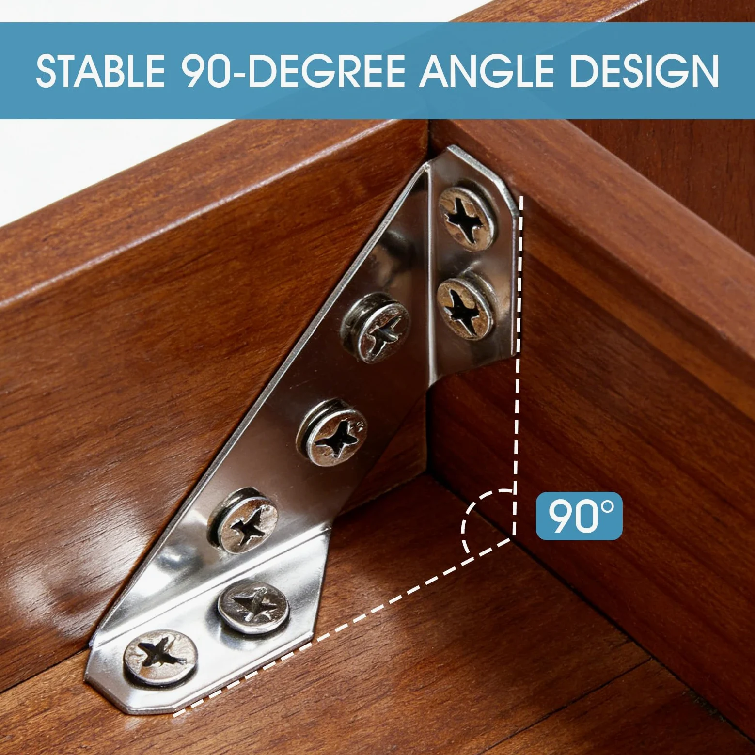 Confezione da 24 staffe angolari in acciaio inox di alta qualità per legno, resistenti per mobili, staffe angolari per armadi, tavoli, sedie, cassetti, staffe triangolari universali in metallo con 144
