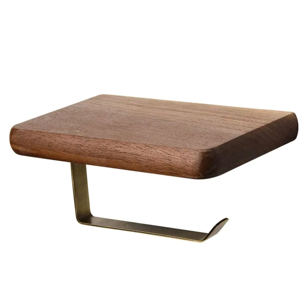 HLTYGWX NEECS Porta Carta igienica in Legno di Rame Porta Carta igienica, Porta Carta igienica per Bagno con Montaggio a Parete Porta Carta igienica con ripiano per Cellulare