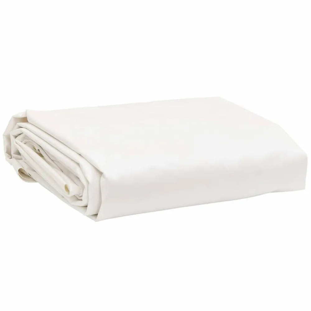 Telone bianco in tela con rivestimento in PVC, 5 x 8 m, 650 g/m², antistrappo, resistente alle intemperie, con occhielli, per mobili da giardino, auto, rimorchi, campeggio, esterni