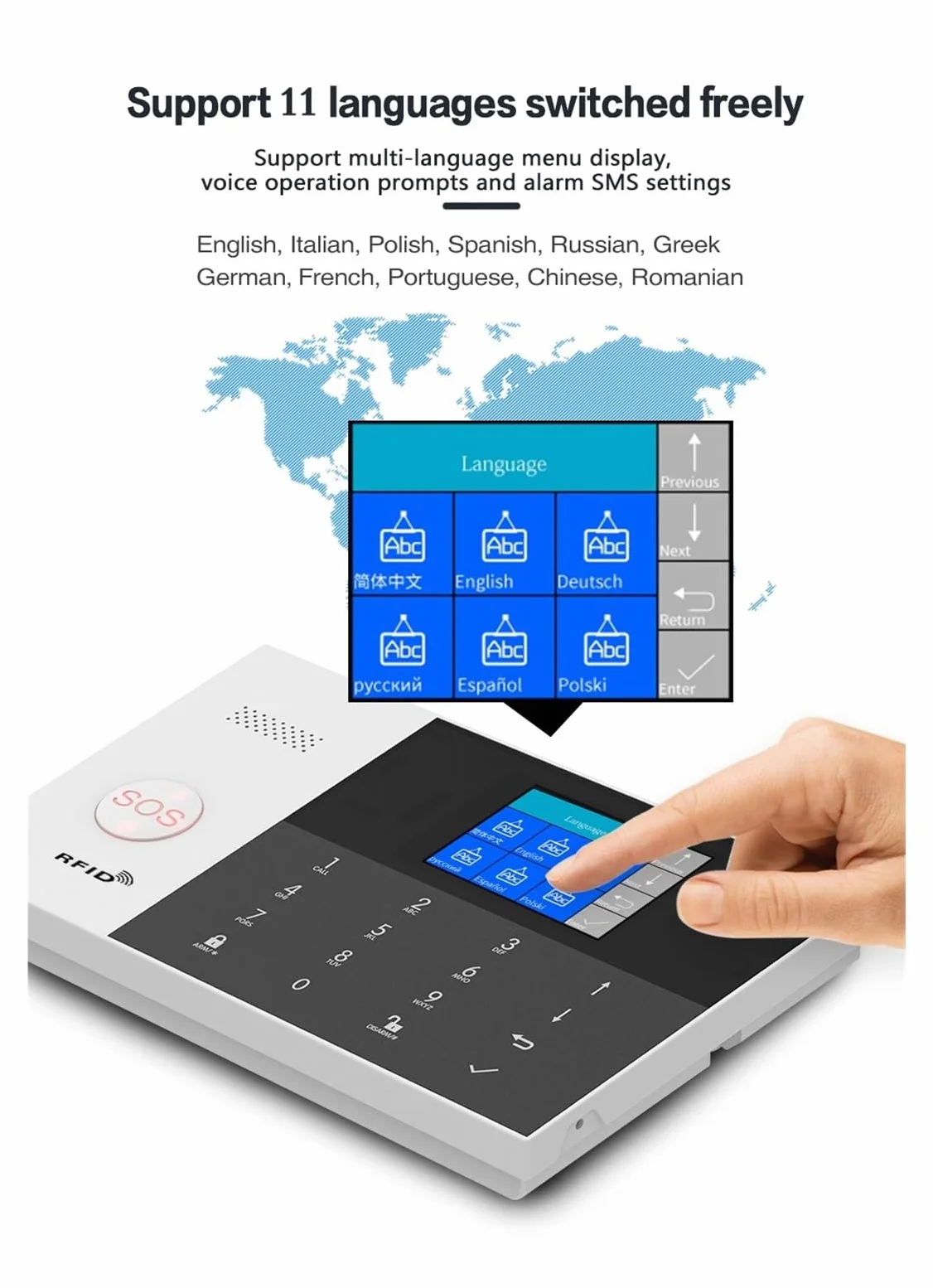 Allarme Intelligente 433MHZ App Telecomando Tastiera Touch LCD Wireless SIM gsm RFID Sensore di Allarme Antifurto Domestico(Set 3)