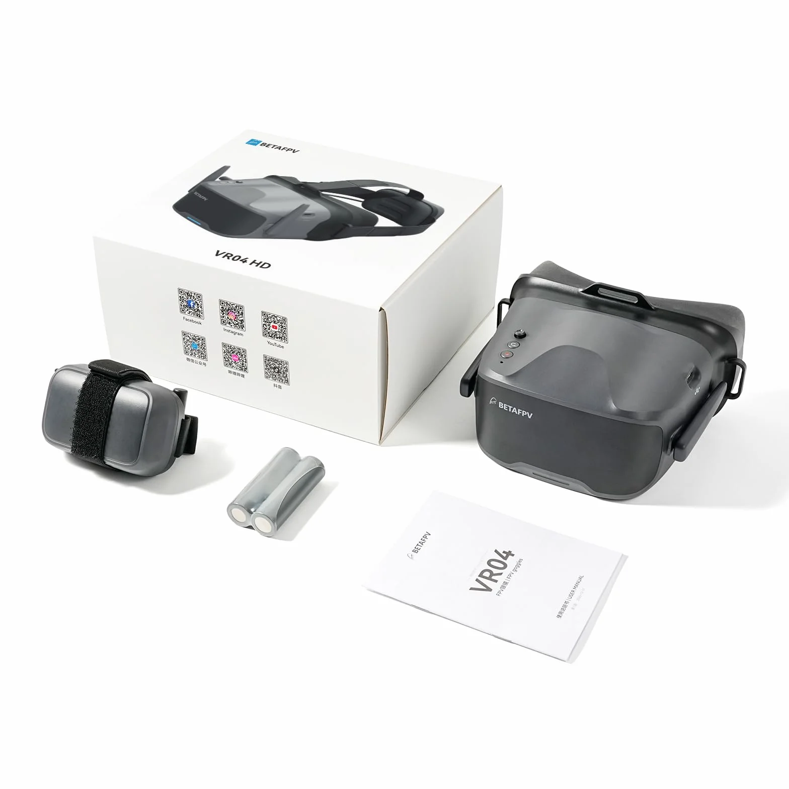BETAFPV VR04 HD FPV Goggles with 1080P Resolution, 4.5'' Screen LCD, Micro SD Slot, 2 2600mAh Lipo Batteries Up to 3H, Adjustable Headband, Support Recording Replay Compatible for P1 Air Unit VTX